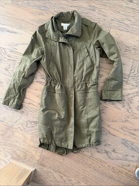 Olive Drawstring Utility Anorak Jacket